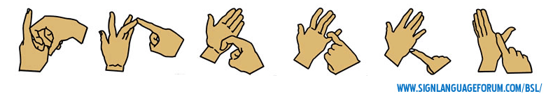 British Sign Language fingerspelling for Kirsty