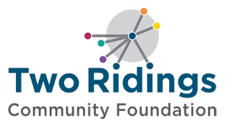 Two Ridings Community Foundation logo, with the words “Two Ridings” in blue and “Community Foundation” in grey, alongside a circular network-style icon with coloured dots connected by grey lines.