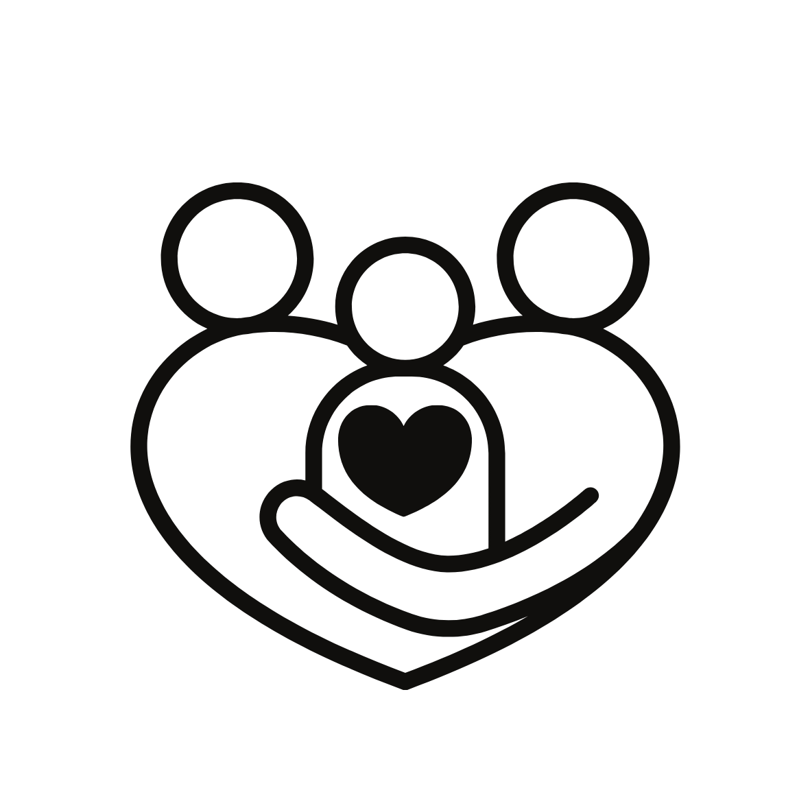 a family hugging with a heart in the middle