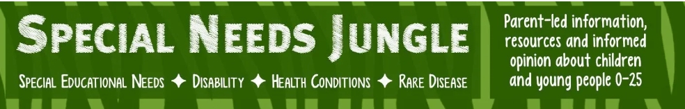 Special Needs Jungle banner with a green jungle-style background and the words “Special Needs Jungle”, highlighting special educational needs, disability, health conditions and rare disease, with parent-led information and resources for children and young people aged 0–25.