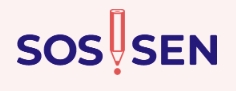 SOS!SEN logo in blue and red, with an exclamation mark incorporated into the design between the words “SOS” and “SEN”.