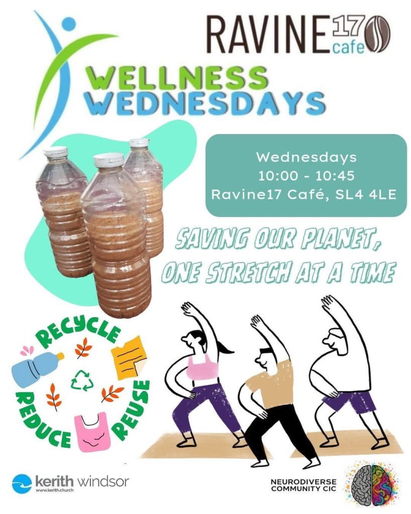 An event flyer titled "Wellness Wednesdays" at Ravine17 Café.