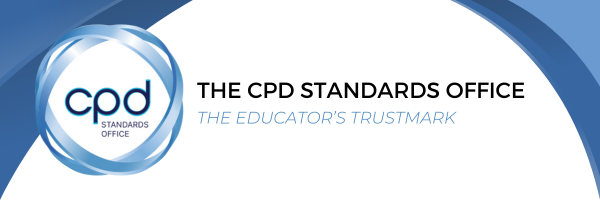 CPD Standards Office branded banner featuring the blue CPD Standards Office logo and the text “The CPD Standards Office – The Educator’s Trustmark” on a white and blue background.